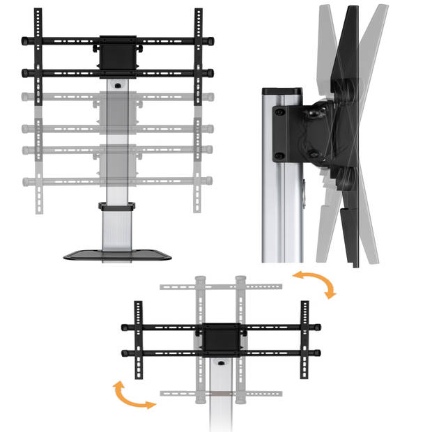TV standaard statief verrijdbaar - hoogte verstelbaar 140 tot 160 cm - beeldscherm draaibaar kantelbaar roteerbaar
