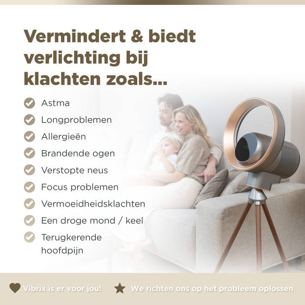 Vibrix Design Ventilator met Luchtreiniger Woonkamer - 70 m² - HEPA Filter - Ionisator - Luchtfilter - Air Purifier - Ai