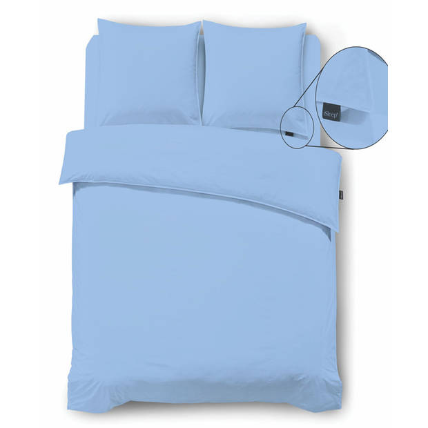 iSleep Dekbedovertrek Perkal - Licht Blauw - Lits-jumeaux 240x200/220 cm