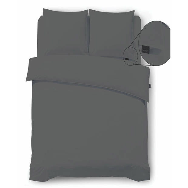 iSleep Dekbedovertrek Perkal - Antraciet - Lits-jumeaux 240x200/220 cm