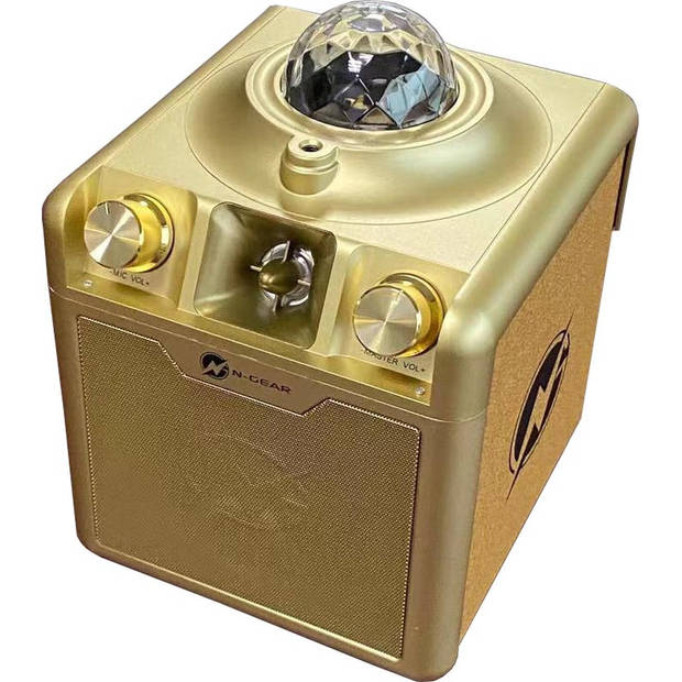 N-GEAR Disco Star 710 Gold - Bluetooth Speaker - Karaokeset - Partybox met Sterrenprojector & 2 Microfoons