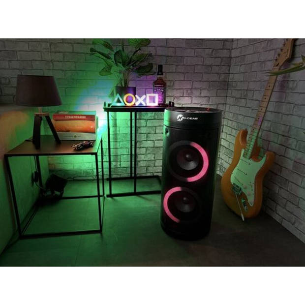 N-GEAR LGP 26R - Draadloze Bluetooth Party Speaker - Karaoke set - 1 Microfoon - Discoverlichting