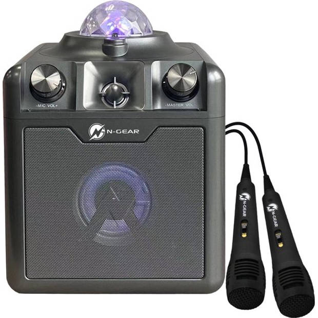 N-GEAR Disco Star 710 Space Grey - Bluetooth Speaker - Karaokeset - Partybox met Sterrenprojector & 2 Microfoons