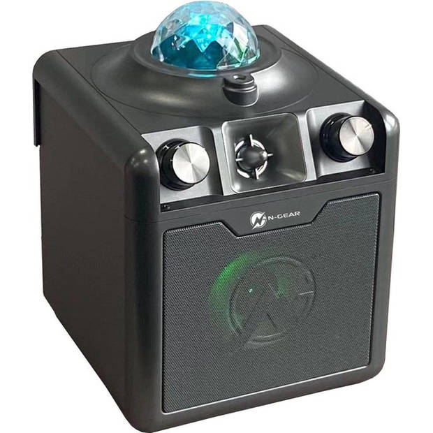 N-GEAR Disco Star 710 Space Grey - Bluetooth Speaker - Karaokeset - Partybox met Sterrenprojector & 2 Microfoons