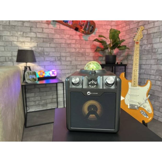 N-GEAR Disco Star 710 Space Grey - Bluetooth Speaker - Karaokeset - Partybox met Sterrenprojector & 2 Microfoons