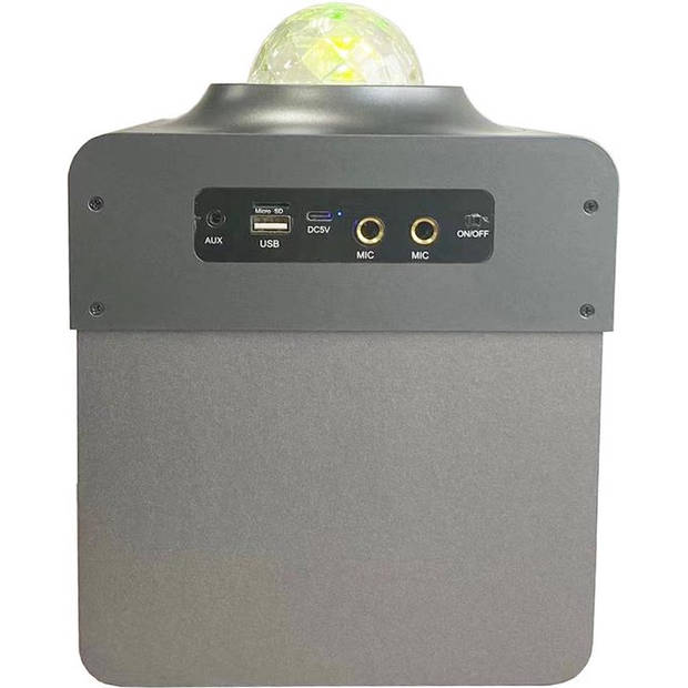 N-GEAR Disco Star 710 Space Grey - Bluetooth Speaker - Karaokeset - Partybox met Sterrenprojector & 2 Microfoons