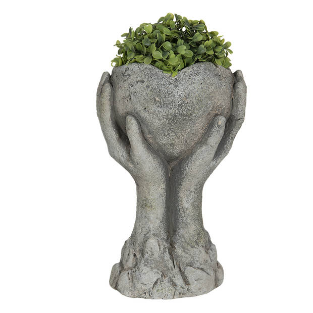 HAES DECO - Bloempot 16x10x26 cm Grijs Steen Bloempot binnen Plantenpot Plant pot