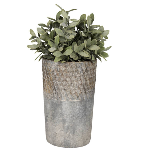 HAES DECO - Bloempot Ø 14x23 cm Grijs Steen Rond Bloempot binnen Plantenpot Plant pot