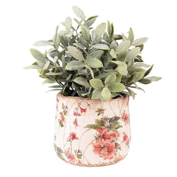 HAES DECO - Bloempot Ø 13x11 cm Roze Beige Keramiek Bloemen Bloempot binnen Plantenpot Plant pot