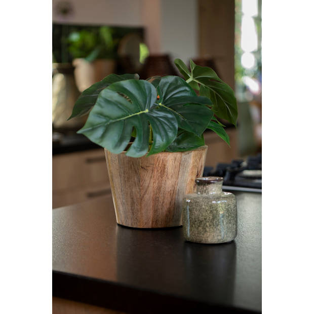 HAES DECO - Bloempot Ø 19x16 cm Bruin Hout Bloempot binnen Plantenpot Plant pot