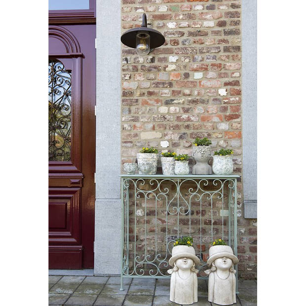 HAES DECO - Bloempot Ø 21x15 cm Grijs Beige Keramiek Bloemen Bloempot binnen Plantenpot Plant pot