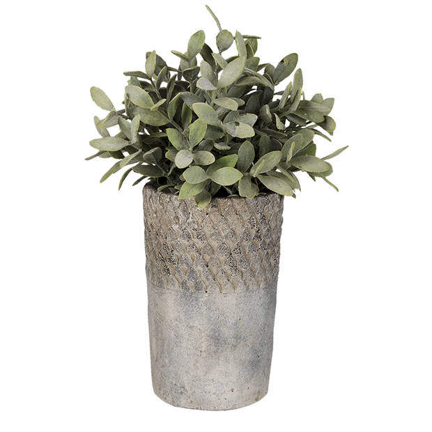 HAES DECO - Bloempot Ø 12x19 cm Grijs Steen Rond Bloempot binnen Plantenpot Plant pot