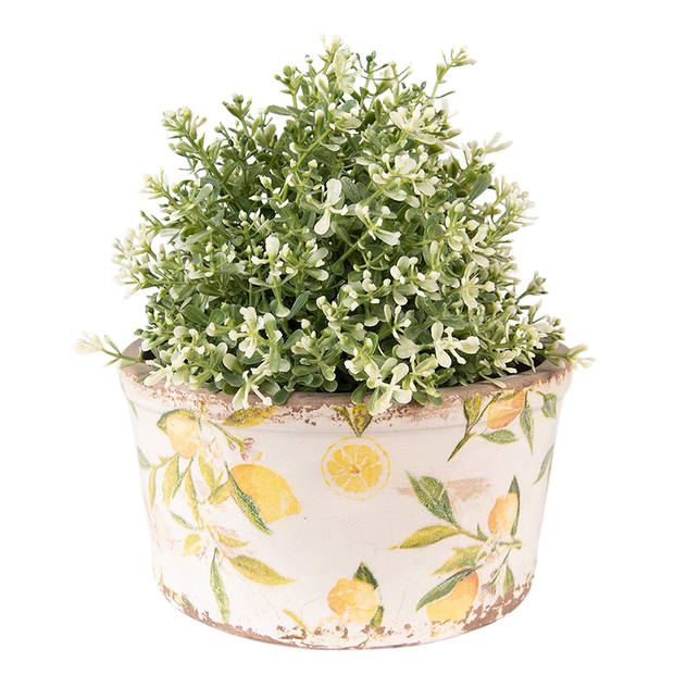 HAES DECO - Bloempot Ø 19x10 cm Geel Keramiek Citroen Bloempot binnen Plantenpot Plant pot