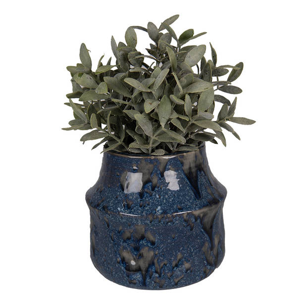 HAES DECO - Bloempot Ø 15x13 cm Blauw Keramiek Bloempot binnen Plantenpot Plant pot