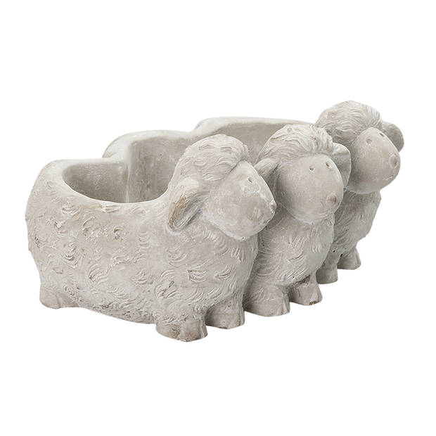 HAES DECO - Bloempot Schaap 26x20x12 cm Grijs Steen Bloempot binnen Plantenpot Plant pot