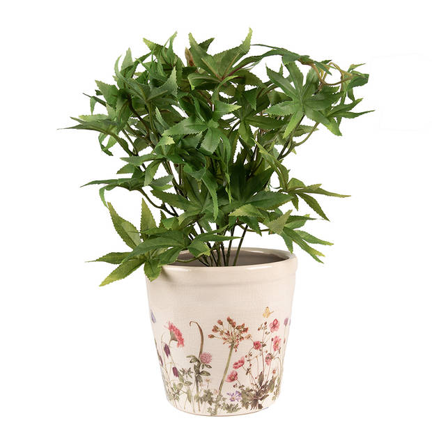 HAES DECO - Bloempot Ø 14x13 cm Roze Beige Keramiek Bloemen Bloempot binnen Plantenpot Plant pot