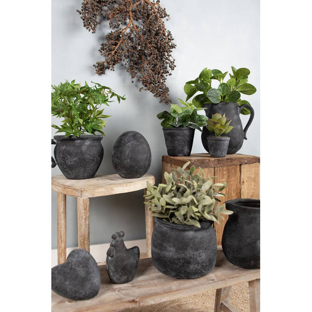 HAES DECO - Bloempot 20x16x14 cm Grijs Keramiek Bloempot binnen Plantenpot Plant pot