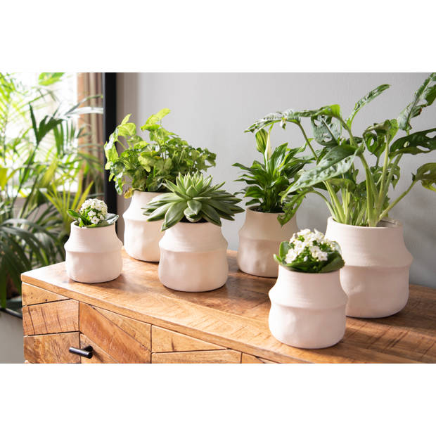 HAES DECO - Bloempot Ø 12x11 cm modern Wit Keramiek Bloempot binnen Plantenpot Plant pot