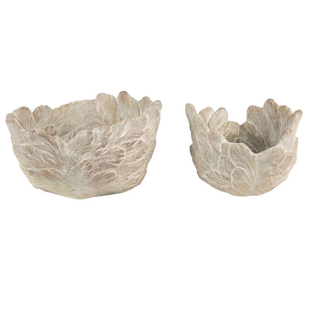 HAES DECO - Bloempot Vleugels Ø 20x13 cm Grijs Steen Bloempot binnen Plantenpot Plant pot