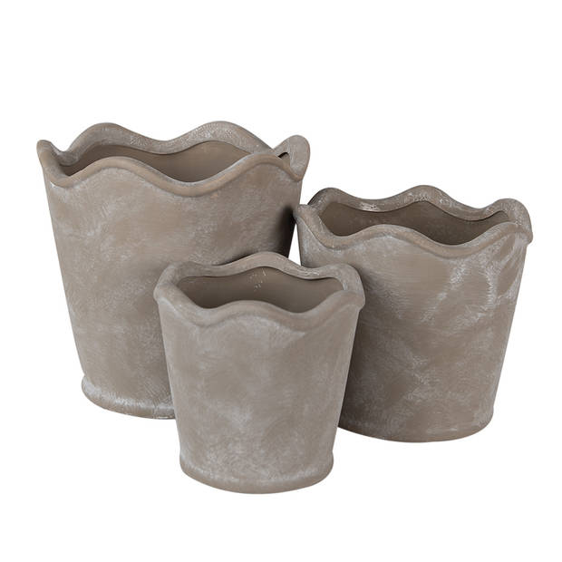 HAES DECO - Bloempot Ø 16x14 cm Grijs Keramiek Bloempot Binnen