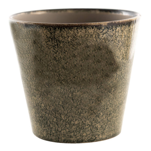 HAES DECO - Bloempot Ø 17x16 cm Groen Keramiek Rond Bloempot binnen Plantenpot Plant pot