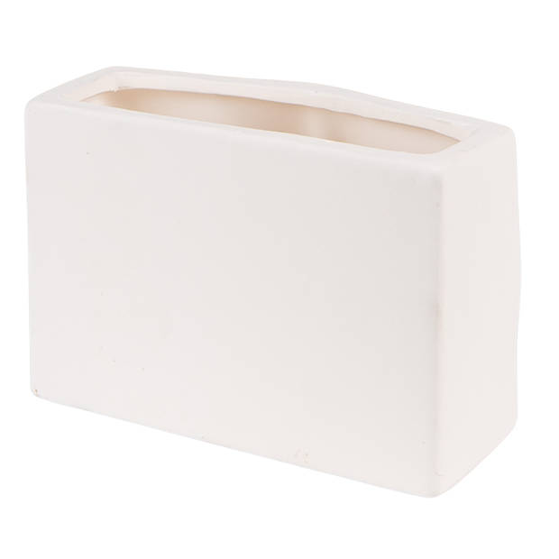 HAES DECO - Bloempot Binnen 17x7x11 cm Wit Keramiek Rechthoek Plantenpot Decoratie Pot