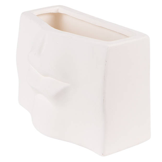 HAES DECO - Bloempot Binnen 17x7x11 cm Wit Keramiek Rechthoek Plantenpot Decoratie Pot