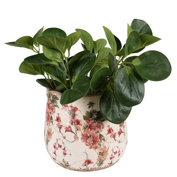 HAES DECO - Bloempot Ø 18x16 cm Roze Beige Keramiek Bloemen Bloempot binnen Plantenpot Plant pot