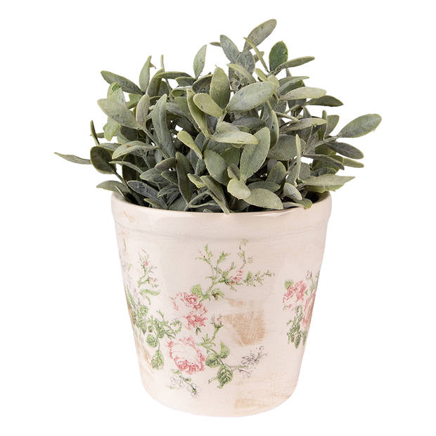 HAES DECO - Bloempot Ø 17x16 cm Roze Beige Keramiek Bloemen Bloempot binnen Plantenpot Plant pot