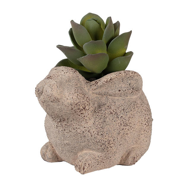 HAES DECO - Bloempot Konijn 17x12x12 cm Beige Keramiek Bloempot Binnen