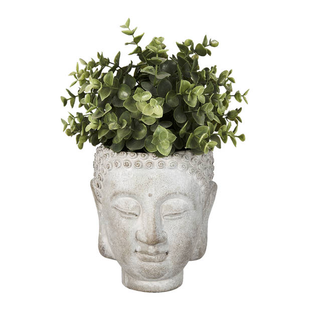 HAES DECO - Bloempot 15x14x17 cm Grijs Steen Bloempot binnen Plantenpot Plant pot