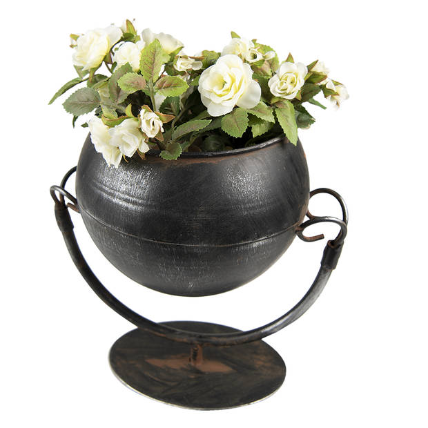 HAES DECO - Bloempot Ø 11x19 cm Zwart Metaal Bloempot binnen Metaal Pot Plant Pot