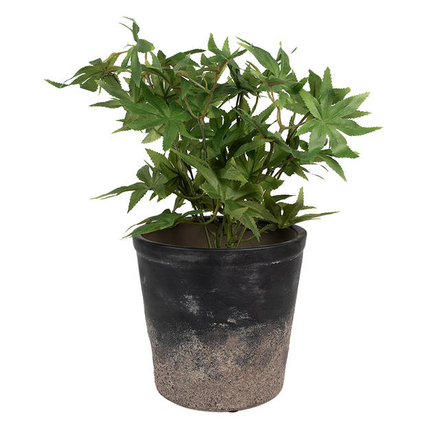 HAES DECO - Bloempot Binnen Ø 17x16 cm Zwart Bruin Keramiek Plantenpot