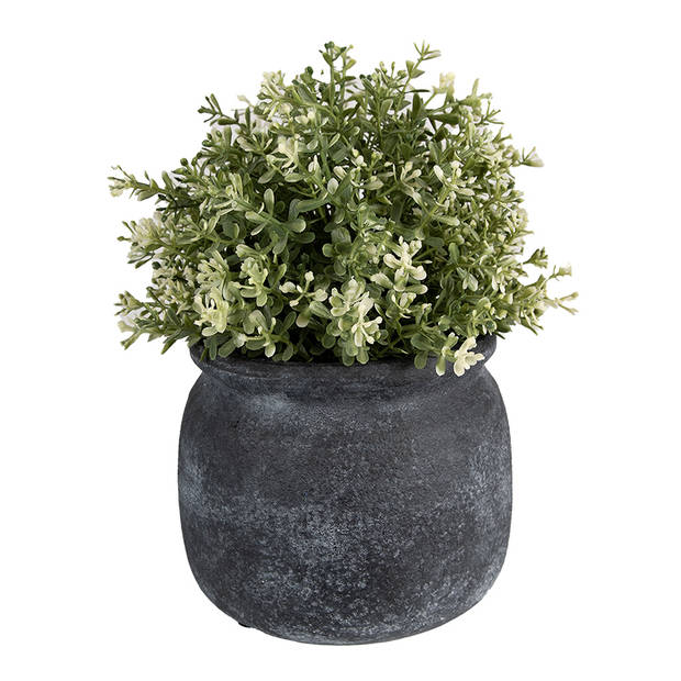 HAES DECO - Bloempot Ø 15x13 cm Grijs Keramiek Rond Bloempot binnen Plantenpot Plant pot