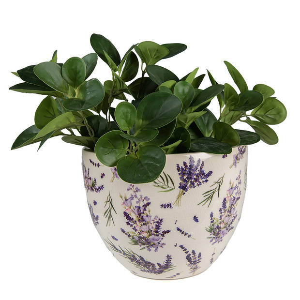 HAES DECO - Bloempot Ø 25x19 cm Paars Groen Keramiek Lavendel Bloempot binnen Plantenpot Plant pot