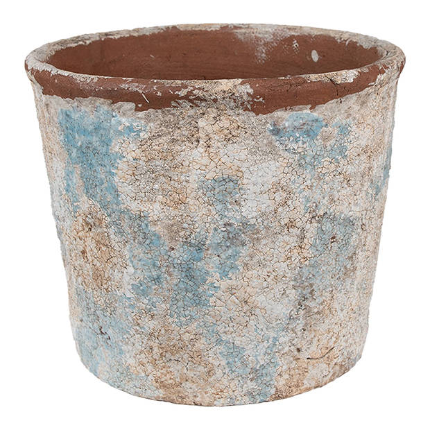 HAES DECO - Bloempot Ø 23x20 cm Beige Blauw Terracotta