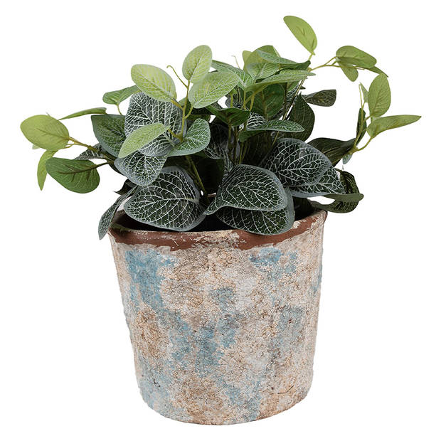 HAES DECO - Bloempot Ø 23x20 cm Beige Blauw Terracotta