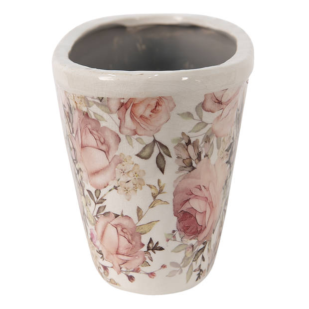 HAES DECO - Bloempot 27x13x14 cm Roze Keramiek Bloemen Bloempot binnen Plantenpot Plant pot