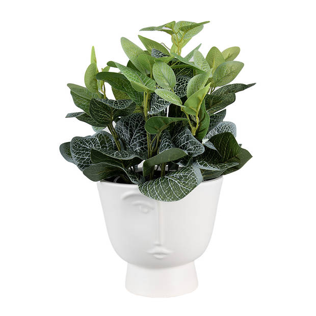 HAES DECO - Bloempot Ø 17x15 cm Wit Keramiek Gezicht Bloempot binnen Plantenpot Plant pot