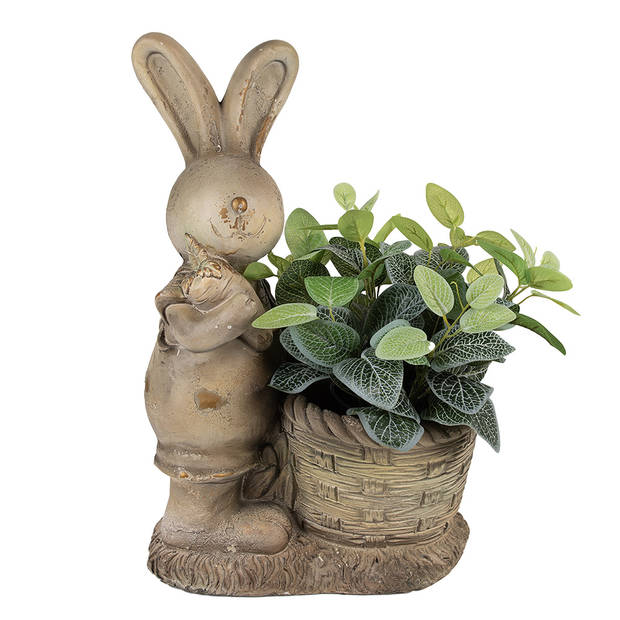 HAES DECO - Bloempot Konijn 49 cm Bruin Beige Keramisch materiaal Decoratie Beeld