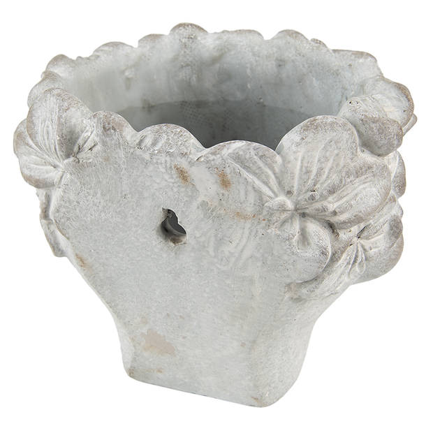 HAES DECO - Bloempot Hoofd 12x10 cm Grijs Steen Hang Pot Decoratie Pot