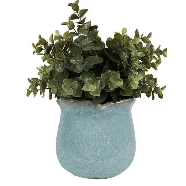 HAES DECO - Bloempot Binnen Ø 12x12 cm Blauw Keramiek Plantenpot