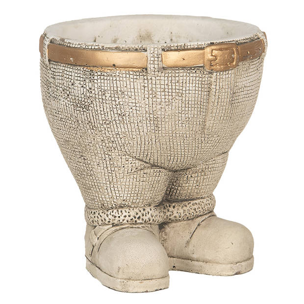 HAES DECO - Bloempot Broek Ø 15x17 cm Grijs Steen Plantenpot