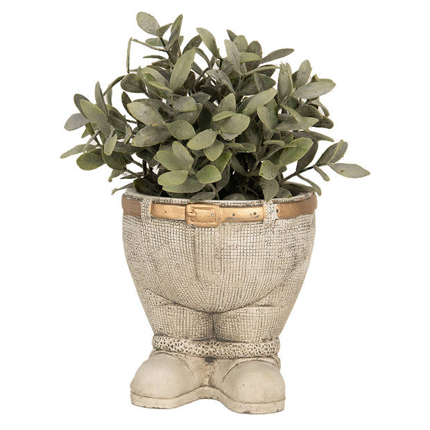 HAES DECO - Bloempot Broek Ø 15x17 cm Grijs Steen Plantenpot