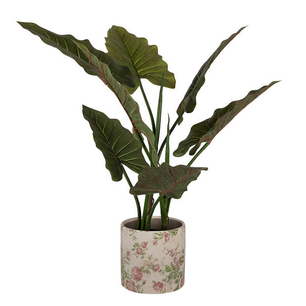 HAES DECO - Bloempot Ø 17x16 cm Beige Roze Keramiek Bloemen Bloempot Binnen