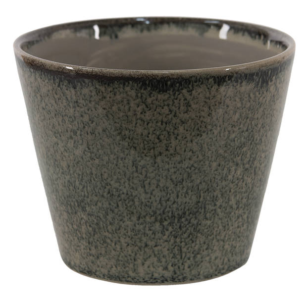 HAES DECO - Bloempot Ø 14x13 cm Groen Keramiek Rond Bloempot binnen Plantenpot Plant pot