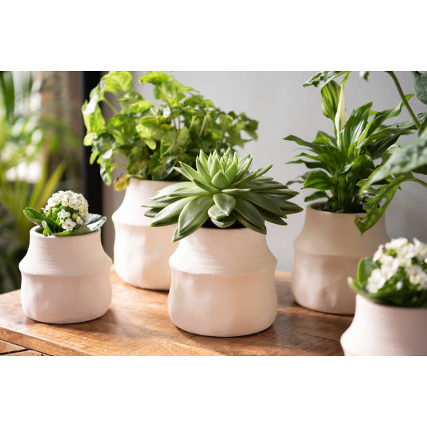 HAES DECO - Bloempot Ø 17x16 cm modern Wit Keramiek Bloempot binnen Plantenpot Plant pot