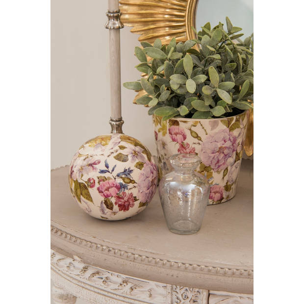 HAES DECO - Bloempot Ø 17x16 cm Roze Beige Keramiek Bloemen Bloempot binnen Plantenpot Plant pot