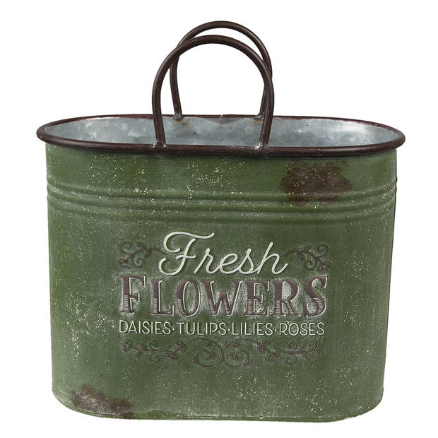 HAES DECO - Bloempot Groen Bruin Metaal Fresh Flowers Bloempot binnen Plantenpot Plant pot