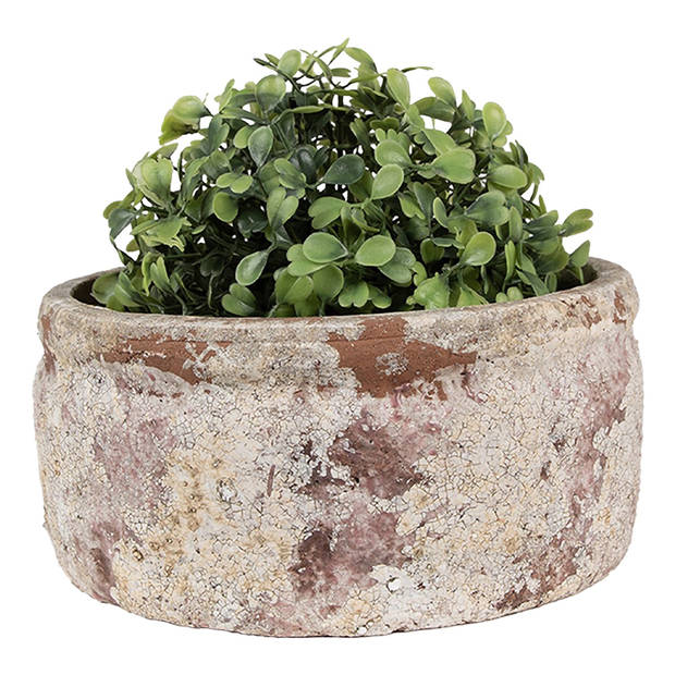 HAES DECO - Bloempot Ø 18x8 cm Beige Bruin Terracotta